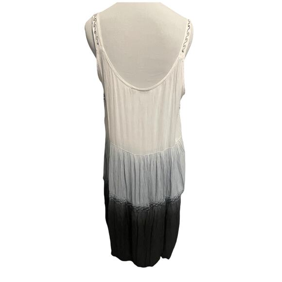 Raya Sun Ombre Beachy Dress Womens Medium White Gray Black Embroidered Tiered - Picture 4 of 6